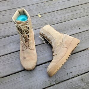 McRea Footwear Desert Tan Suede Leather Vibram Sole Lace-up Combat Boots